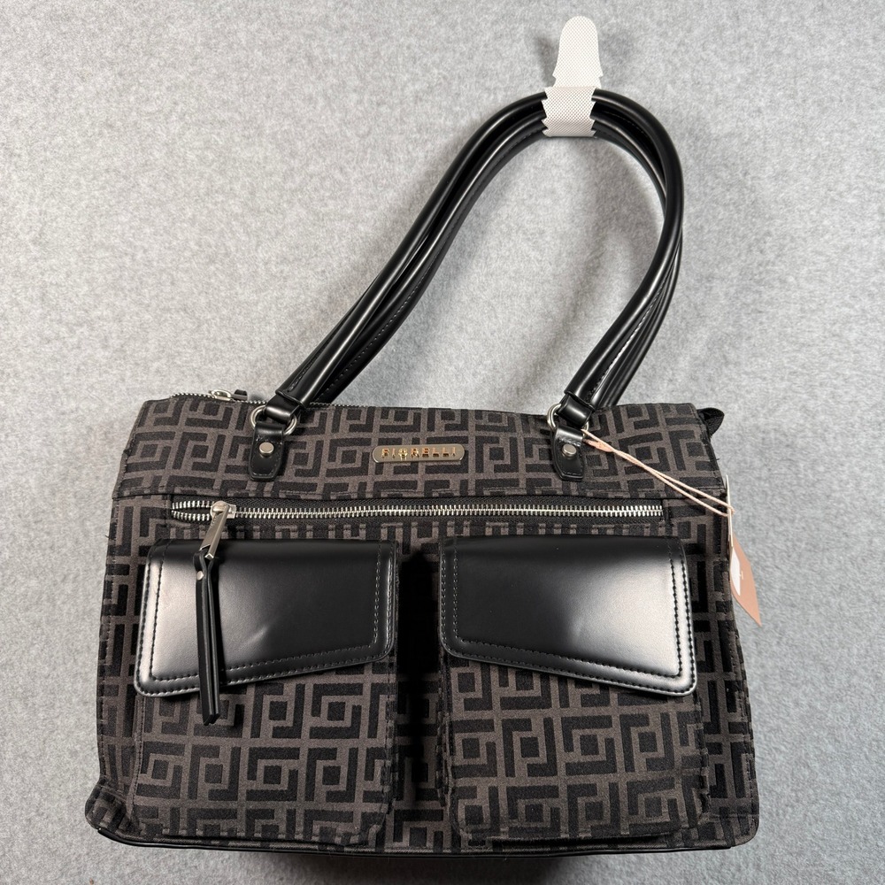 Fiorelli Handbag Black Geo Jacquard Tote Purse NWT FL250005-BJA